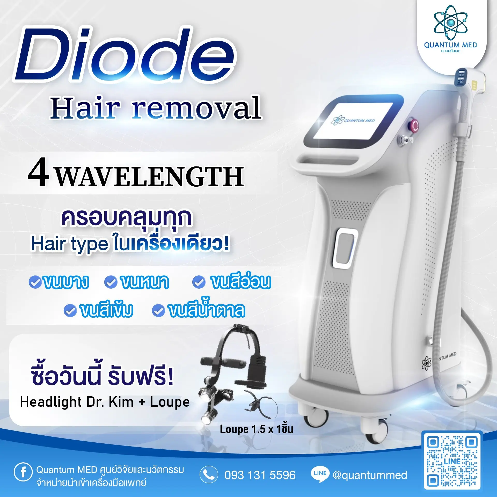 Diode Laser Hair Removal – 4 ความยาวคลื่น ครอบคลุมทุกเฉดผิว
